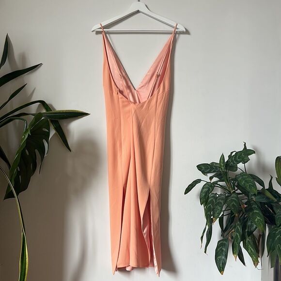Lovers + Friends Nikola Midi Dress Open Strap Back in Apricot Size S - Picture 4 of 8
